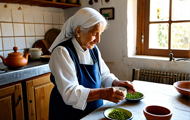 **

"An elderly woman, fully clothed in modest traditional Cypriot dress, showing her granddaughter how to prepare herbal tea in a sunlit kitchen. The kitchen features rustic elements and natural light. Focus on the intergenerational connection and the passing down of traditional knowledge. Safe for work, appropriate content, perfect anatomy, natural proportions, family-friendly, professional photography, high quality."

**
