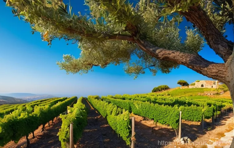 북키프로스 와인 생산지 - **Prompt 1: Ancient Vines and Mediterranean Hues**
    "A wide-angle, cinematic shot of rolling vine...