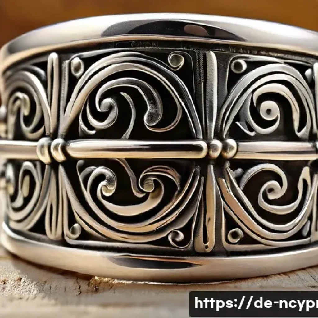북키프로스 전통 장식품 - A close-up view of an intricately handcrafted silver ring from Northern Cyprus, showcasing delicate ...