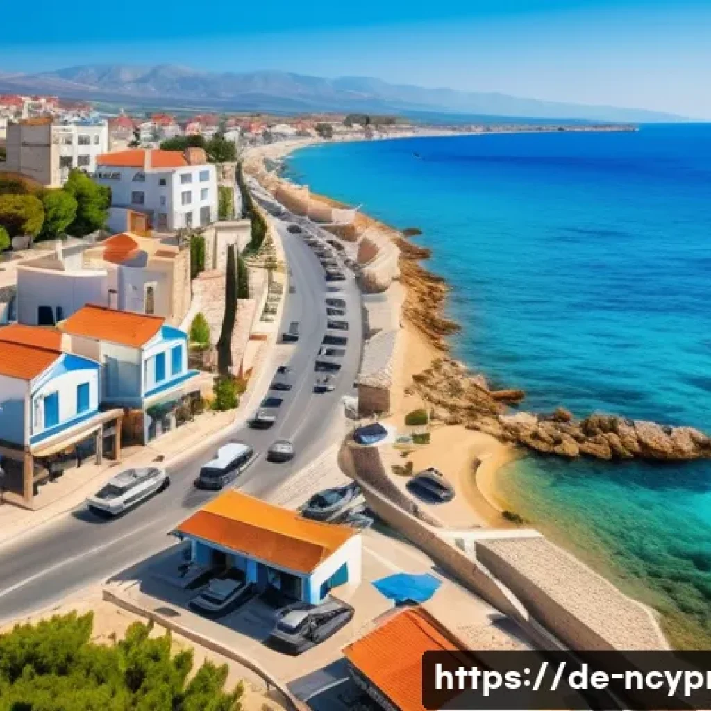 북키프로스 이주 및 영주권 - A vibrant Mediterranean coastal town scene in Northern Cyprus during a sunny day, featuring a mix of...