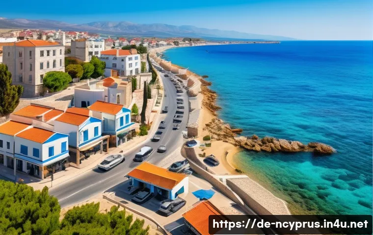 북키프로스 이주 및 영주권 - A vibrant Mediterranean coastal town scene in Northern Cyprus during a sunny day, featuring a mix of...