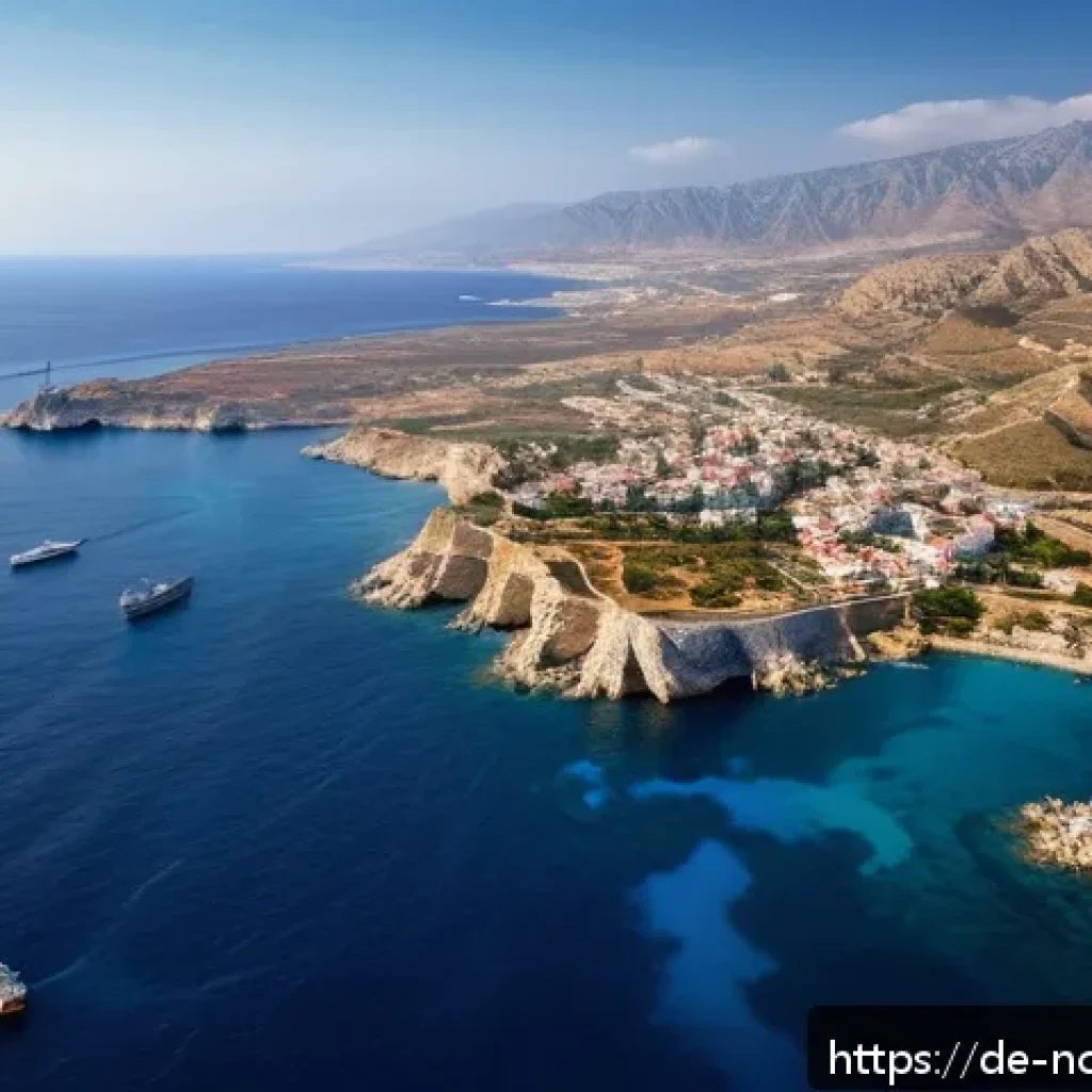 북키프로스의 외교적 고립 - A detailed aerial view of Northern Cyprus&rsquo;s rugged coastline at sunset, highlighting its strategic p...