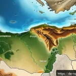 Home 22 북키프로스와 그리스의 관계 - A detailed, realistic depiction of a divided Cyprus island map showing the Turkish Cypriot north and...