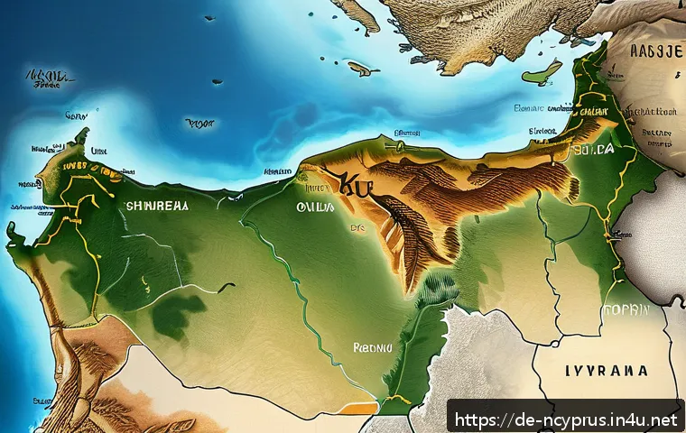 북키프로스와 그리스의 관계 - A detailed, realistic depiction of a divided Cyprus island map showing the Turkish Cypriot north and...