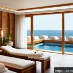 Home 23 북키프로스 호텔과 리조트 비교 - A luxurious Mediterranean seaside wellness hotel spa area featuring modern design with traditional h...